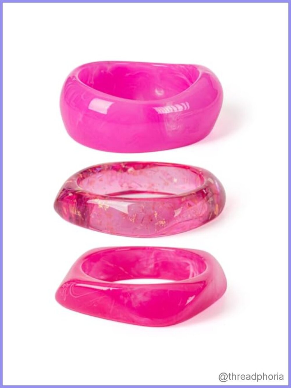 Chunky Acrylic Resin Bangle Bracelets Set for Women, Irregular Geometric 3PC